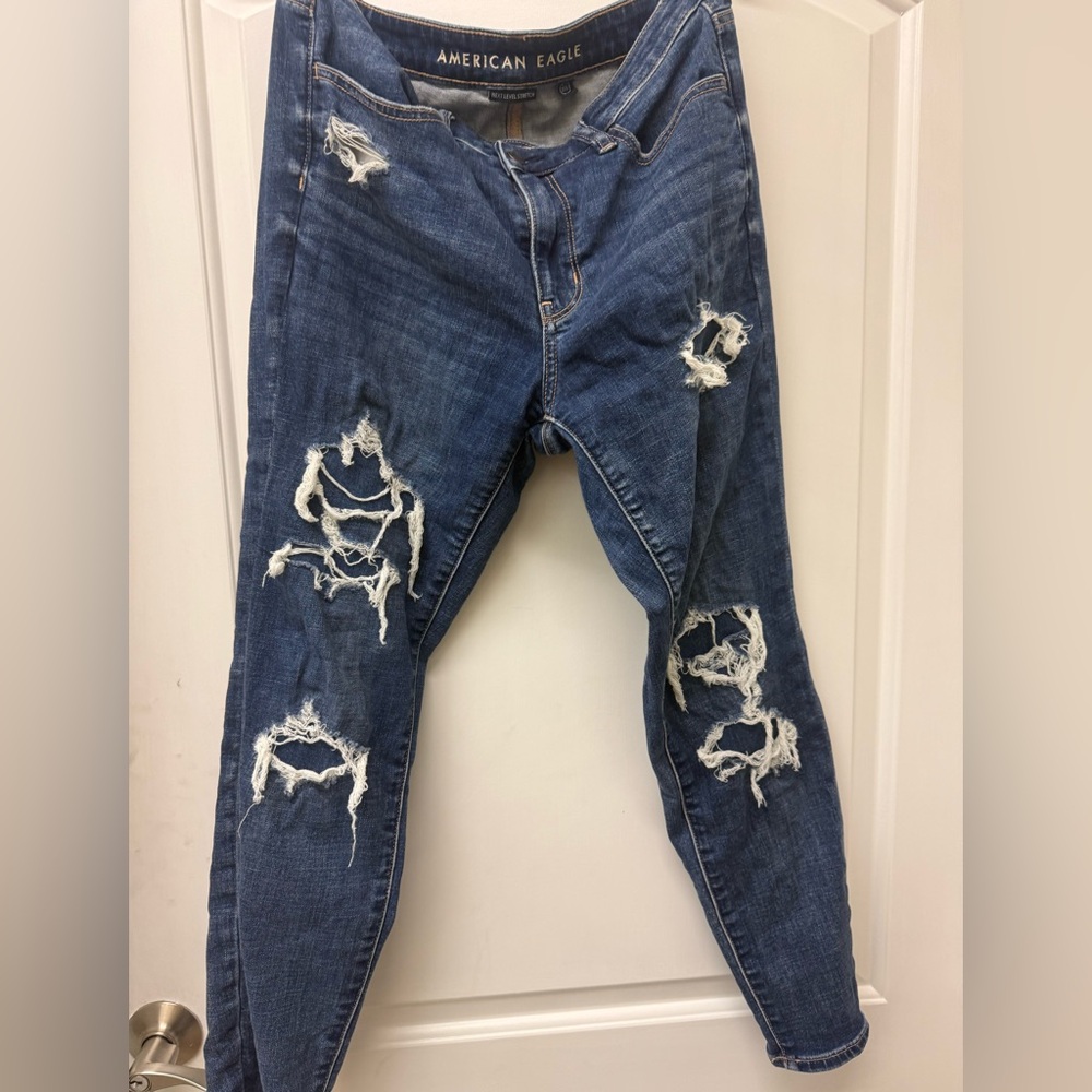 American Eagle Outfitters Ripped Blue Skinny Jeans